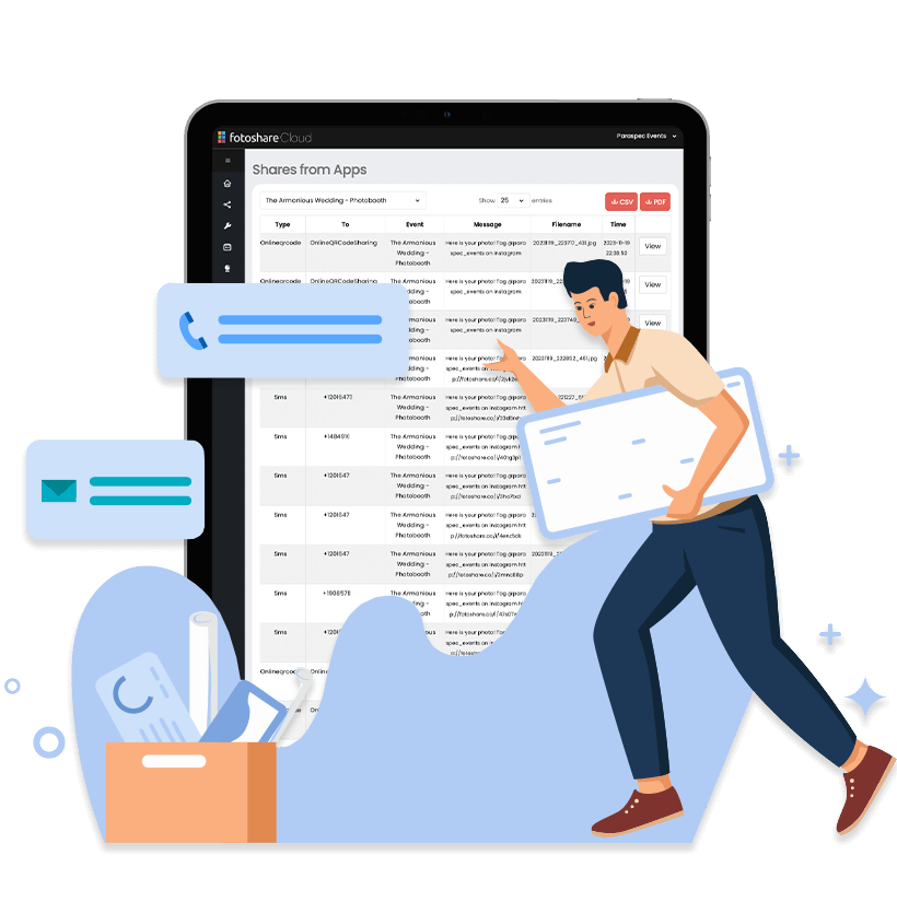 Screenshot of customer shares from photo booth event