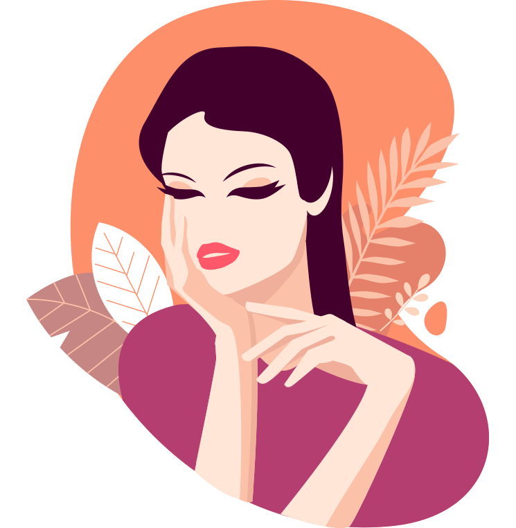 Illustration of girl posing for glam booth